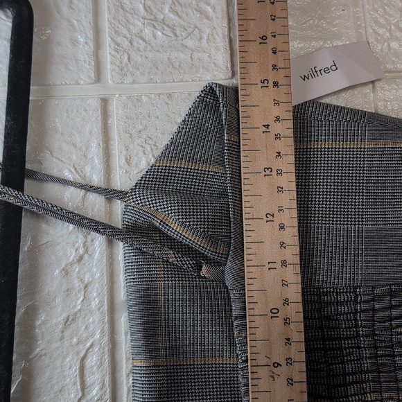 287-NWT Wilfred Gray and Tan Plaid Strapless Dress - Picture 7 of 8